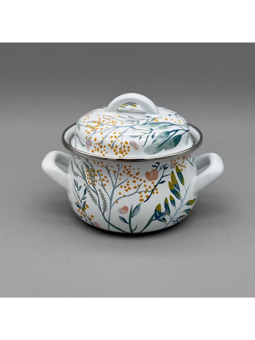 Crofton Casserole Pot Dutch Oven 1 Qt Floral Enamelware Double Handle & Lid - Picture 3 of 11